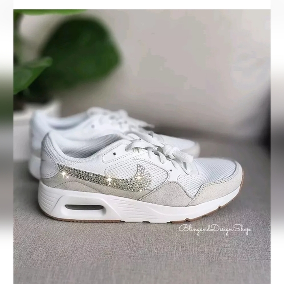 Bling Nike Air Max SC White Sneakers Custom with Crystals Rhinestones Women's - Picture 8 of 8